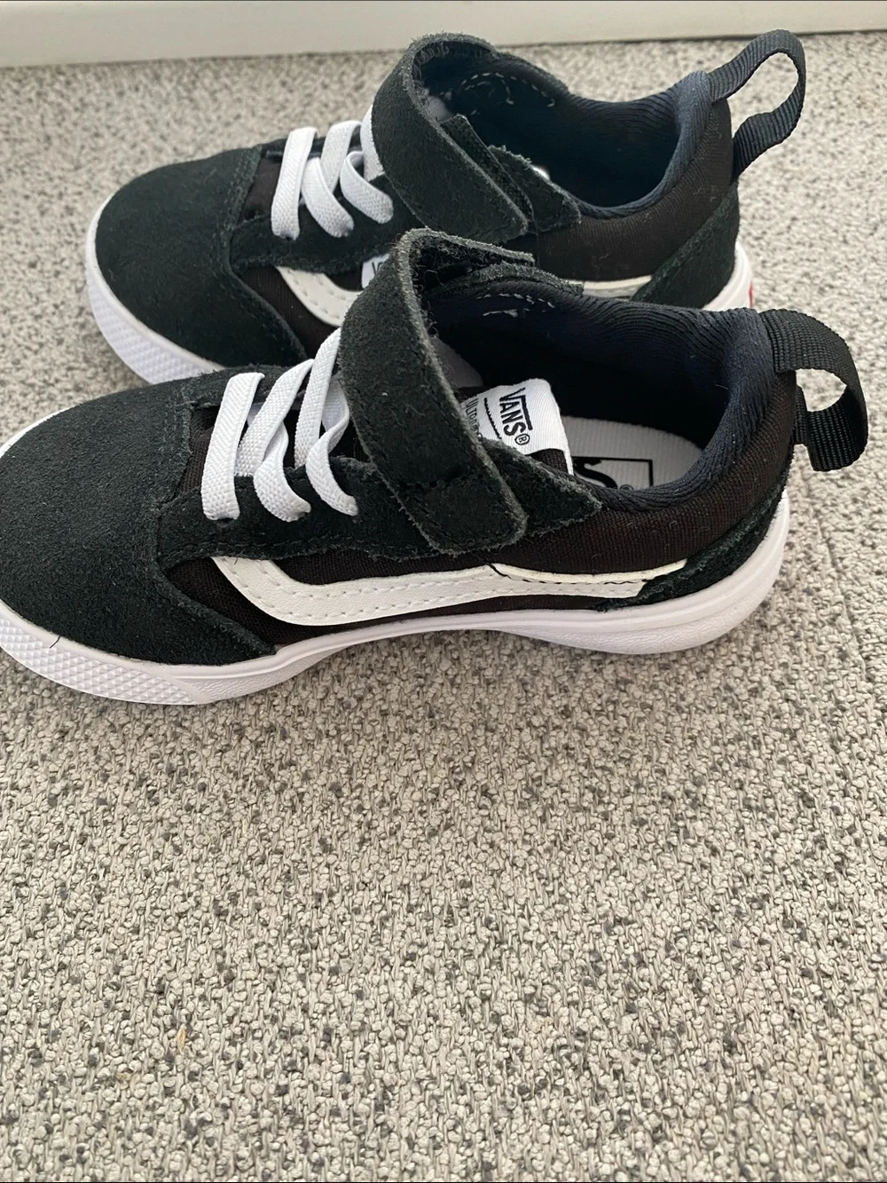 Vans Kids Black and White Suede Low-Top Sneakers